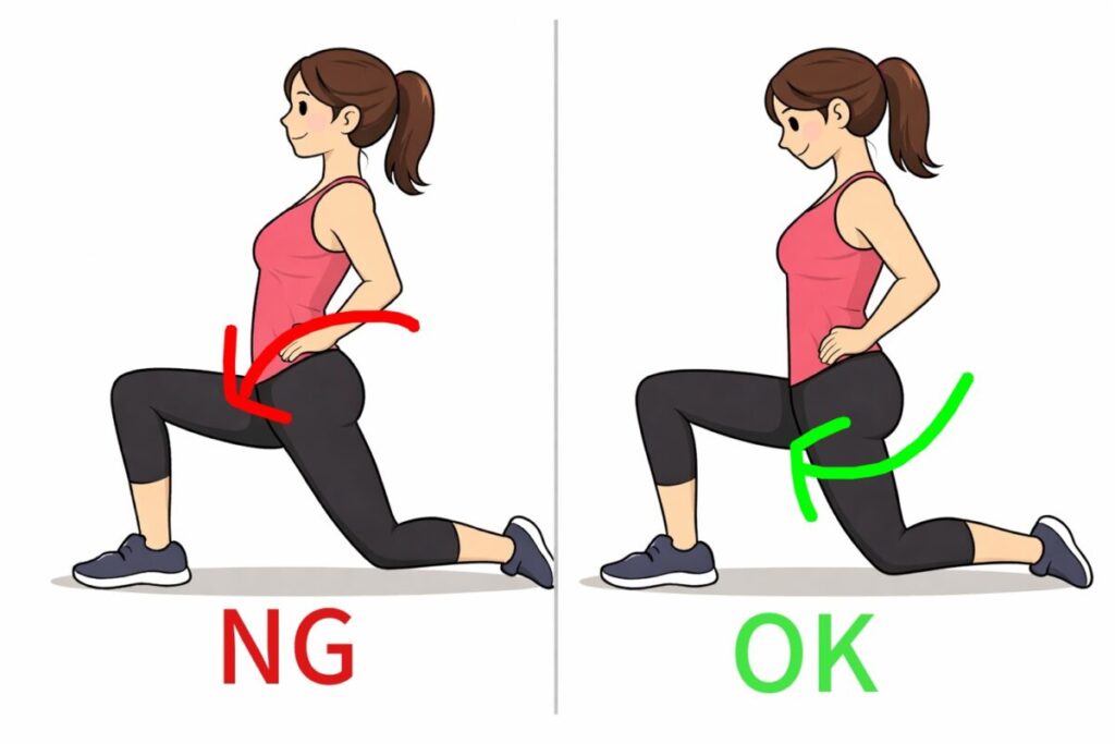 骨盤後傾を説明している二人の女性のイラスト