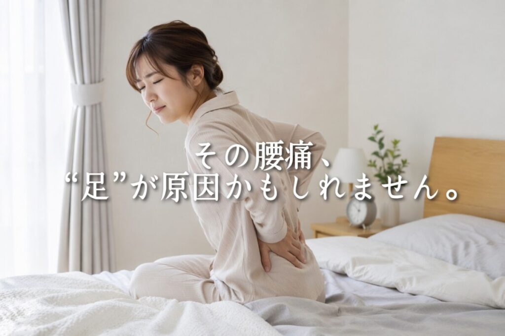 寝起きで腰が痛そうな女性