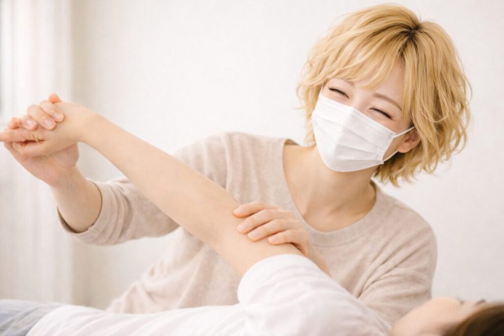 代表トレーナーミサトが施術している様子