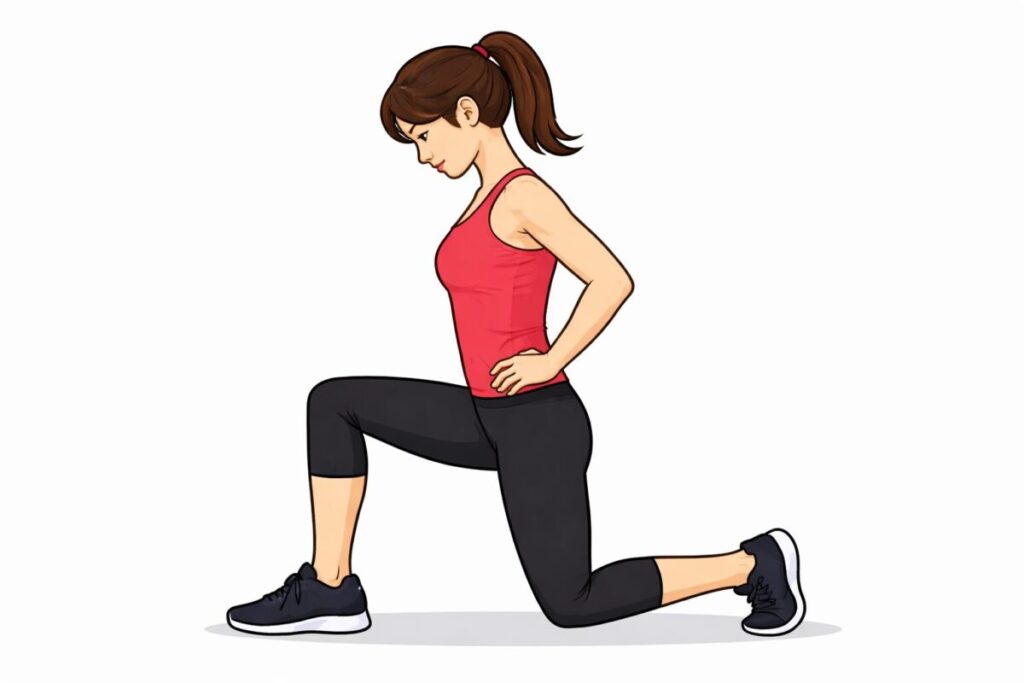正しいフォームで腸腰筋をしっかりと伸ばせている女性のイラスト